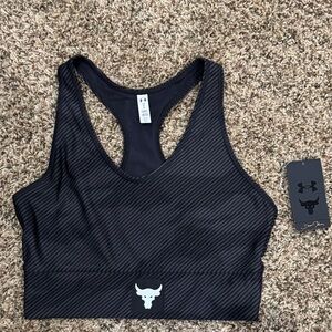 NWT NEW Under Armour Project Rock Black Sports Bra - Size Large